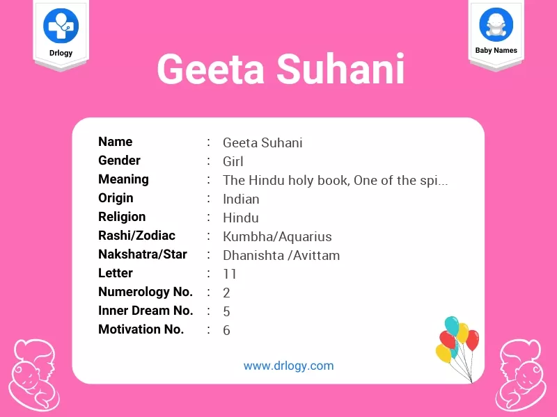 Geeta Suhani Name Meaning